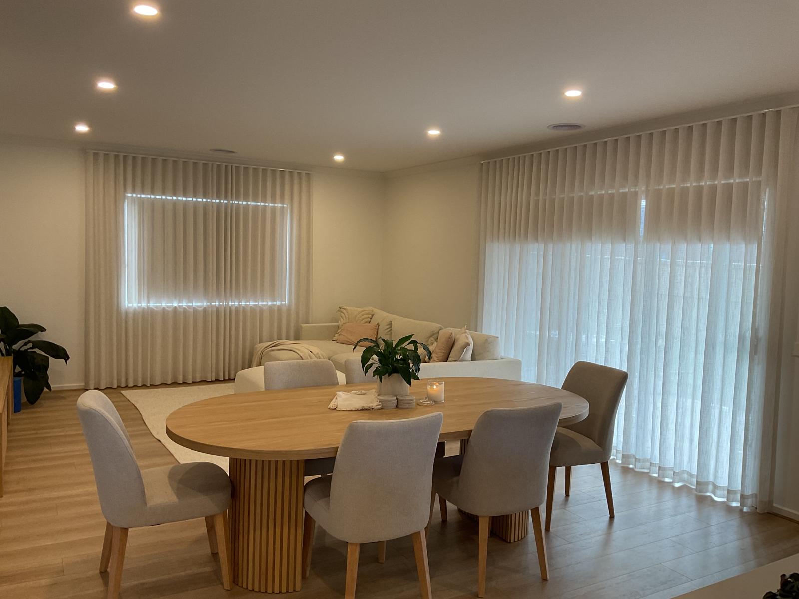 Custom sheer curtains installed in Melbourne home by Floor & Furnishing