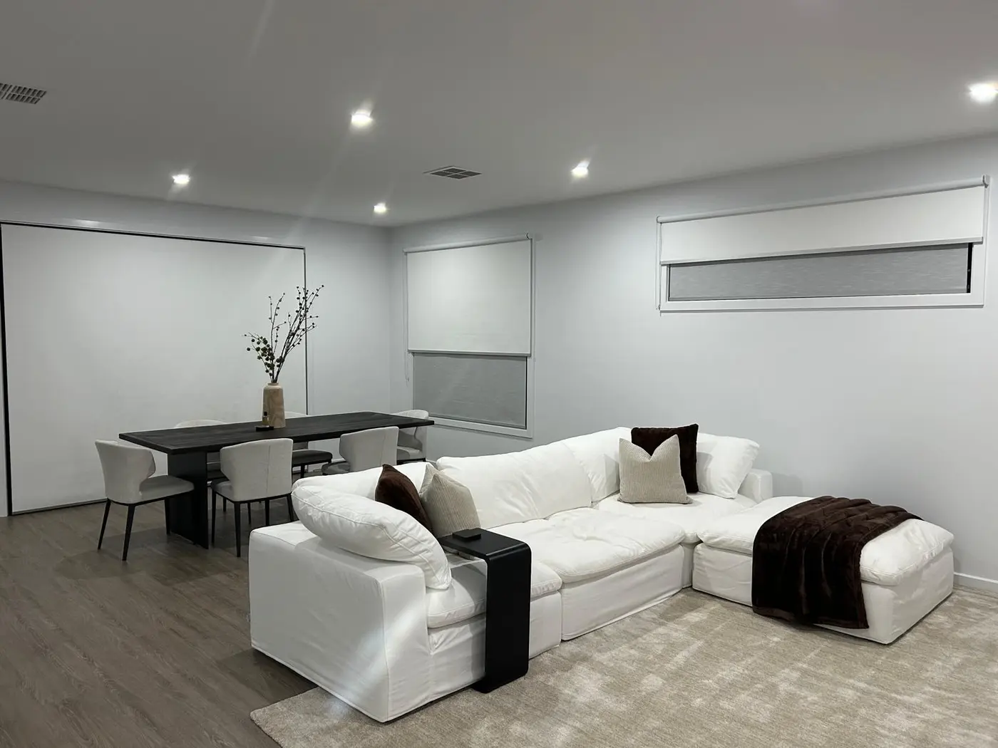 Custom roller blinds in a Melbourne living room