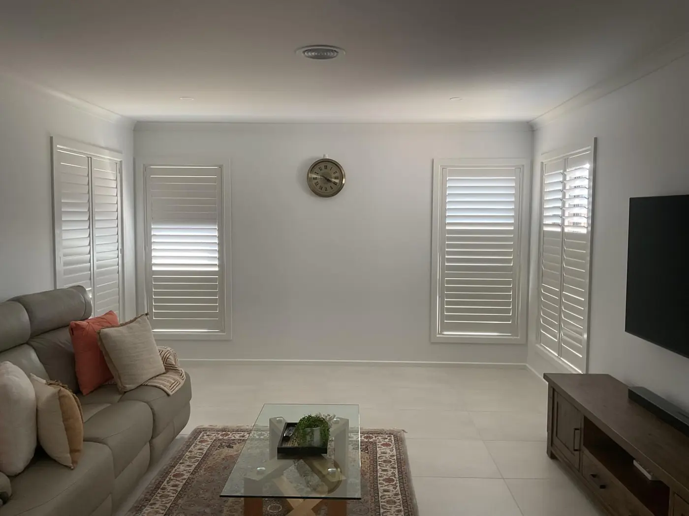 Home theatre before plantation shutter installation
